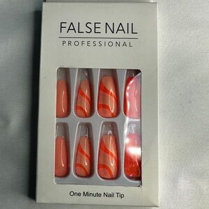 Orange False Nail Set